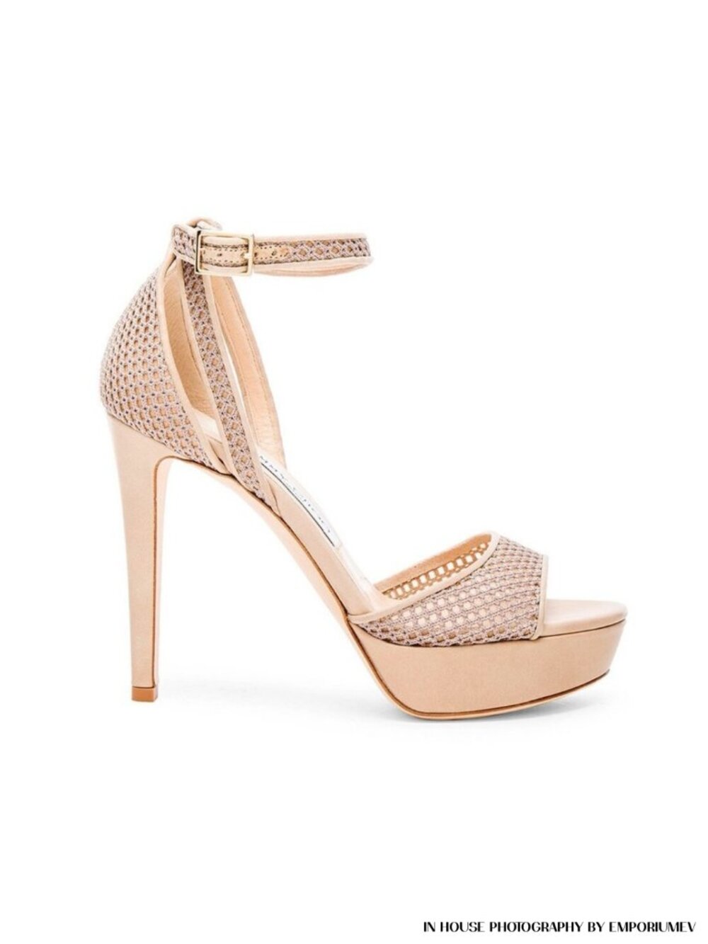 Jimmy Choo Kayden Beige Leather Mesh 36 EUR 6 US Ankle Strap Platform Sandals